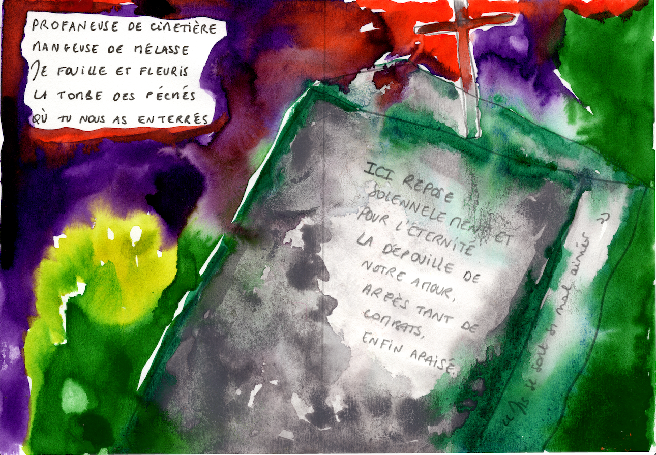 Aquarelle - "Profaneuse de cimetière"