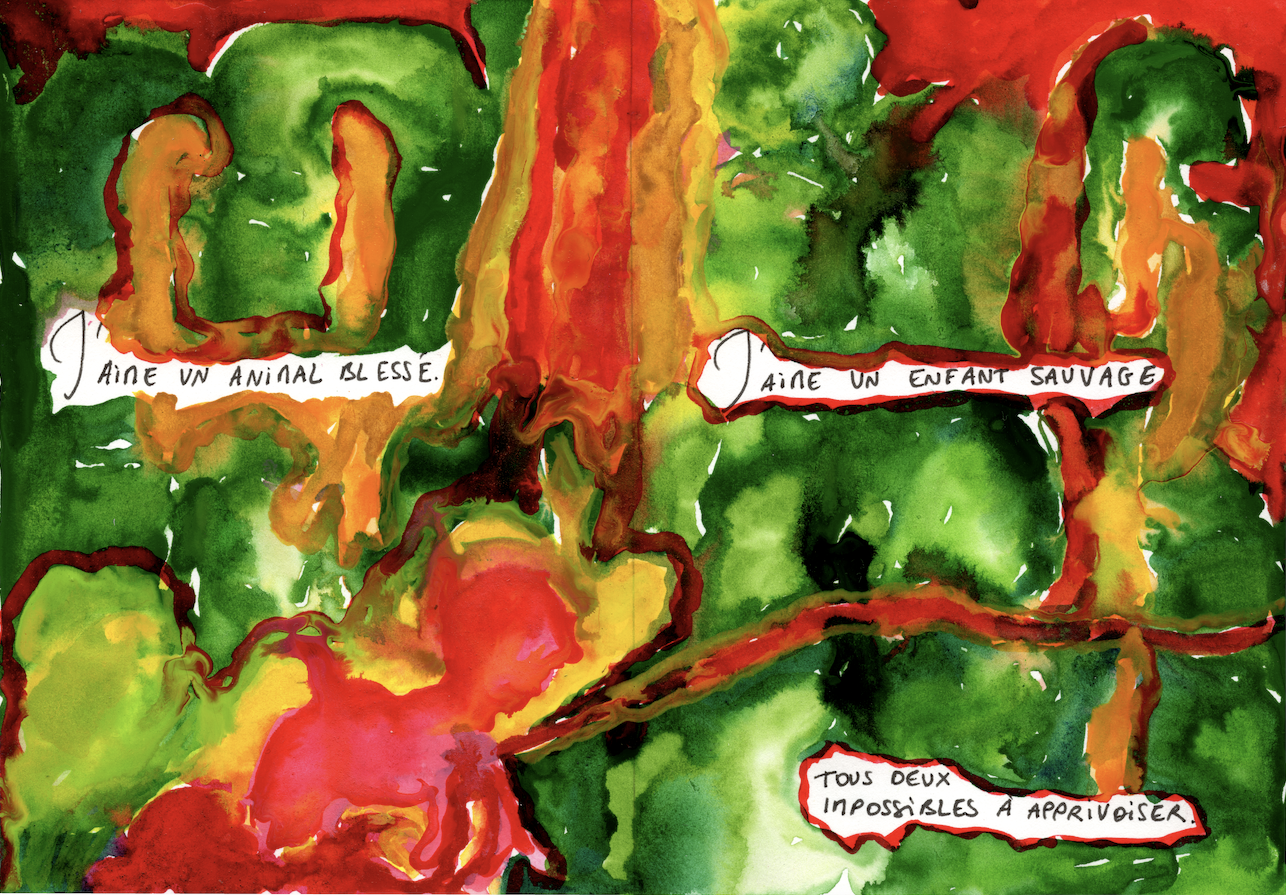 Aquarelle - "J'aime un animal blessé"