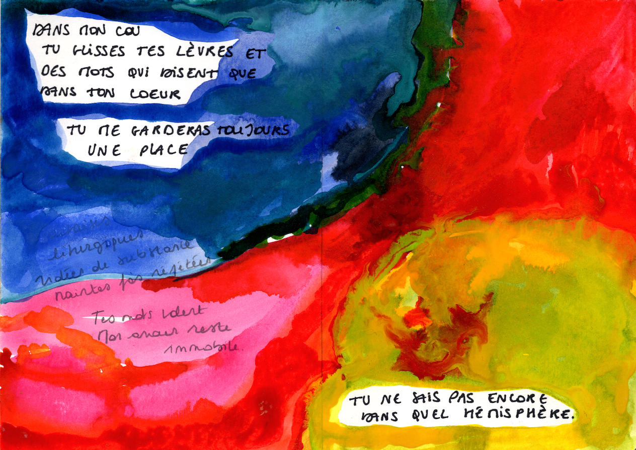 Aquarelle - "Dans mon cou tu glisses tes lèvres et des mots"