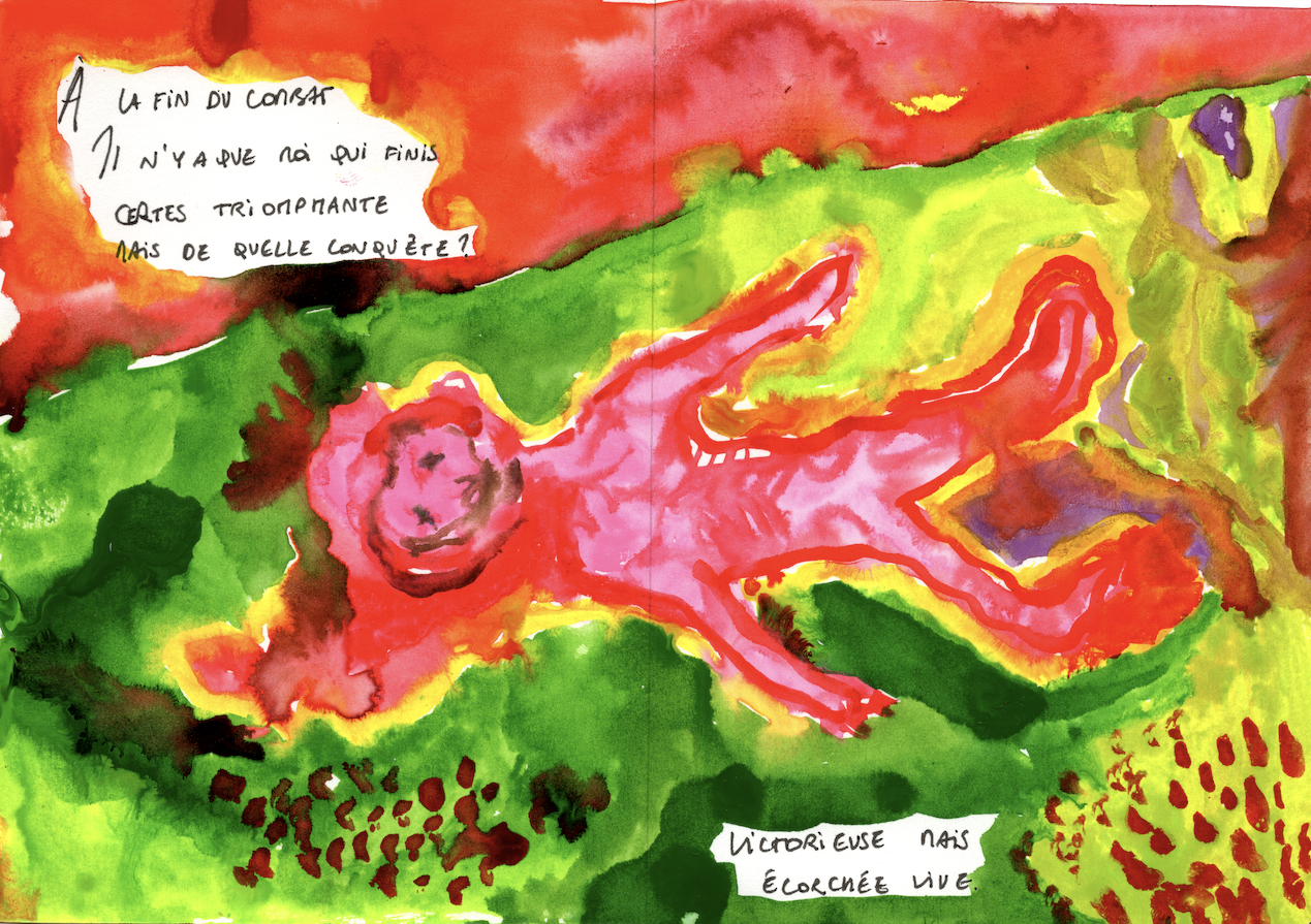 Aquarelle - "Victorieuse mais écorchée vive"