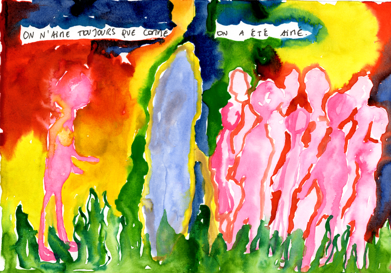 Aquarelle - "On n'aime toujours que comme on a été aimé"