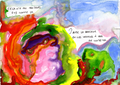 Aquarelle - "J'aime la douceur et les voyages à dos de comètes"