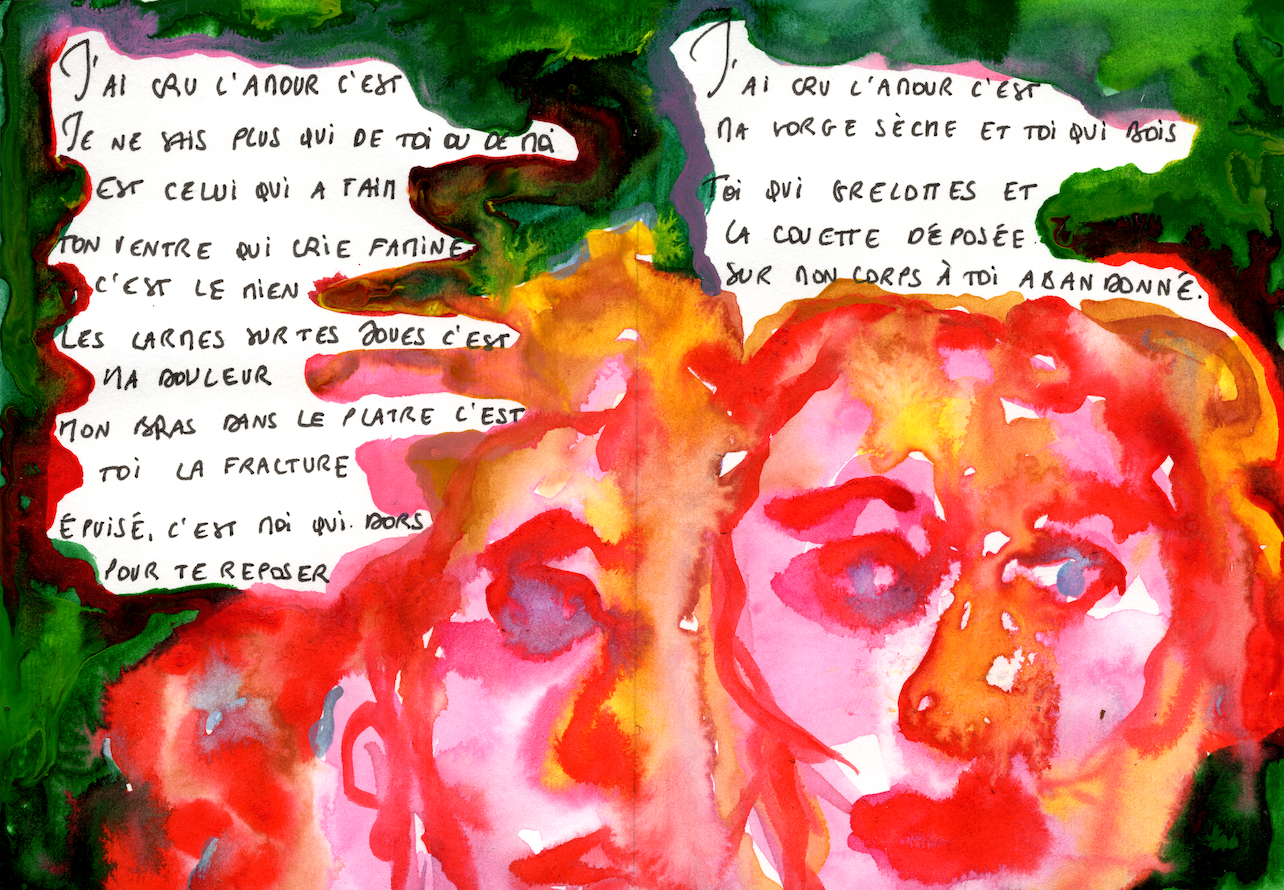 Aquarelle - "Ton venter qui crie famine c'est le mien"