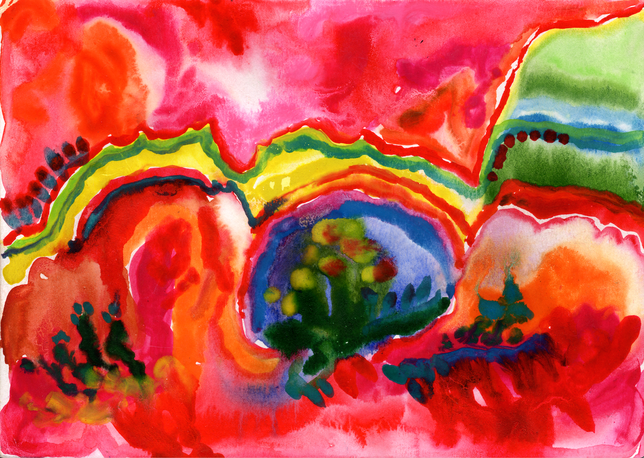 Aquarelle - "Couché fondu au rose"